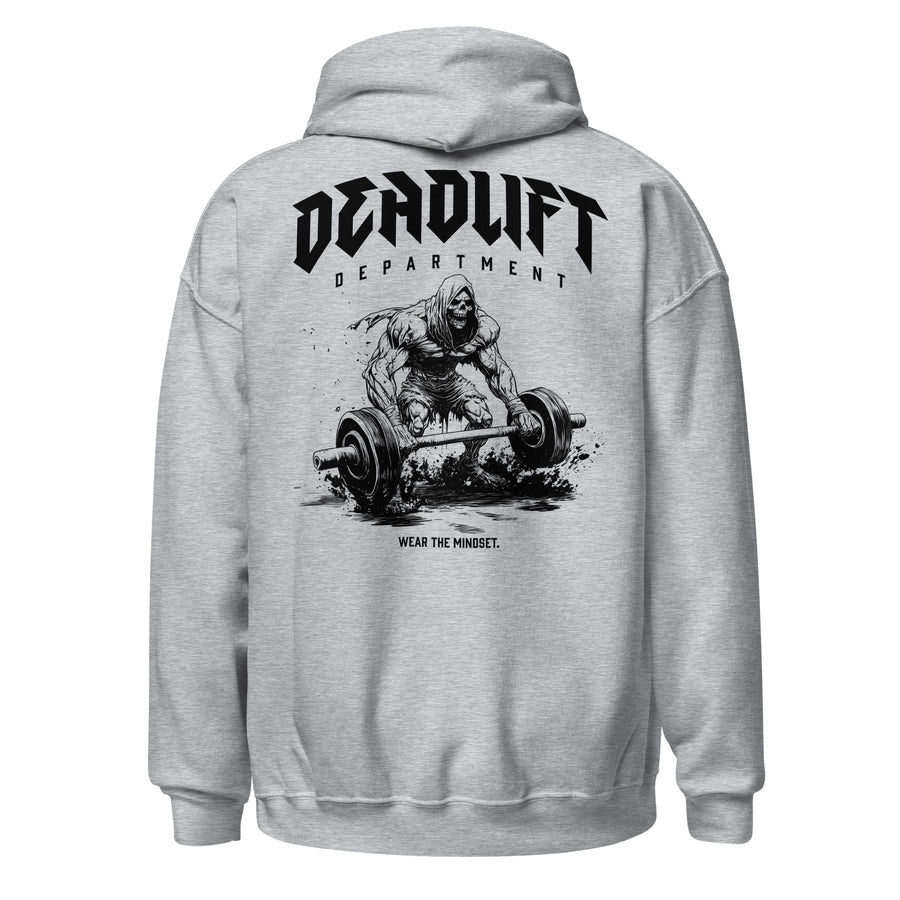Deadlift Department No. 03 Graphic Gym Hoodie in sport grey, back view